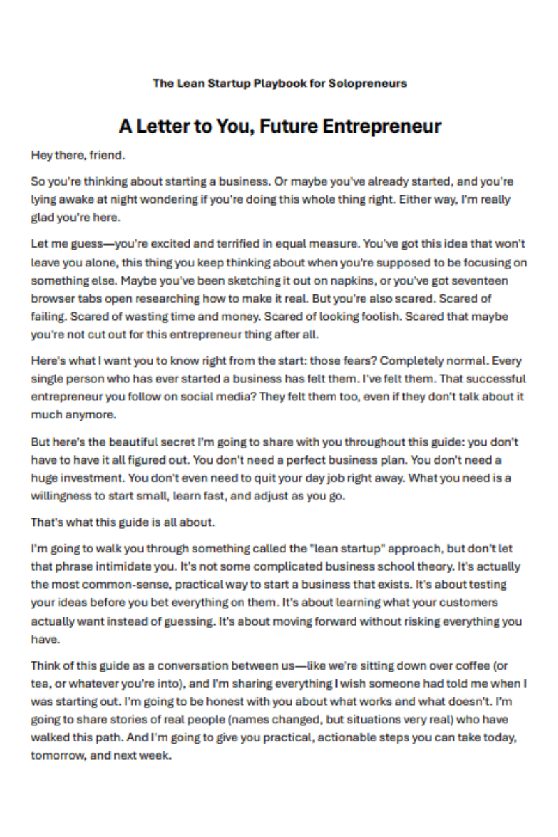 The Lean Startup Playbook for Solopreneurs – Printable Action Guide