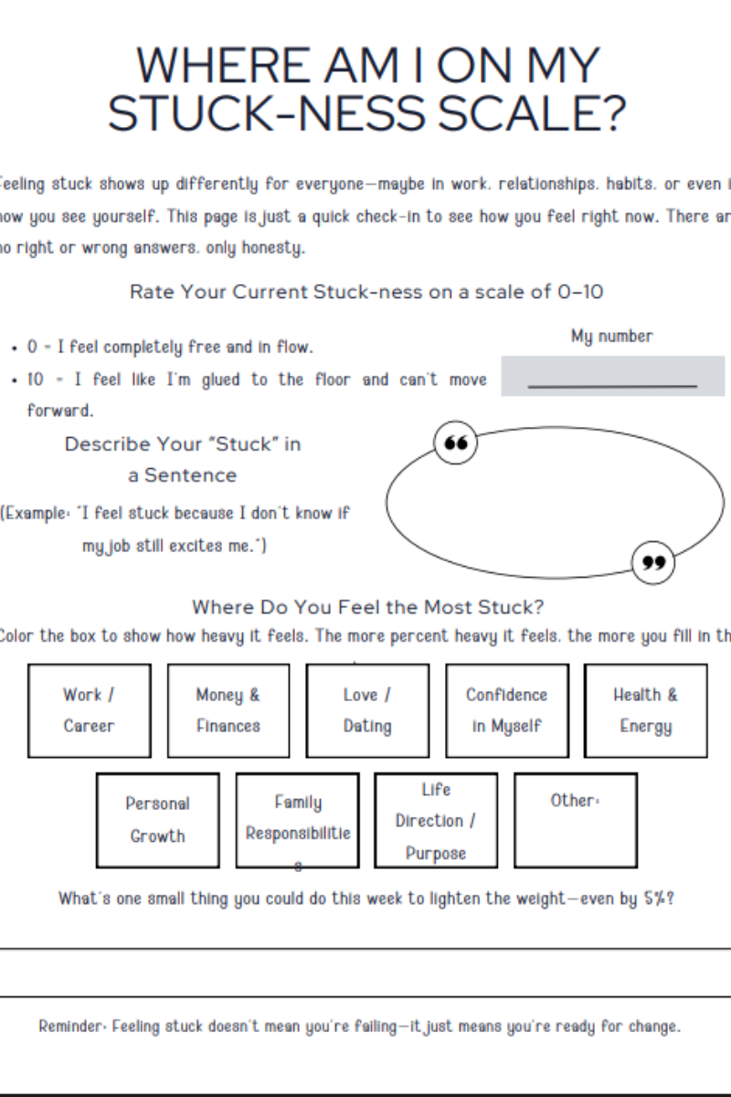 Feeling Stuck in Life Workbook – Printable Self Discovery Journal