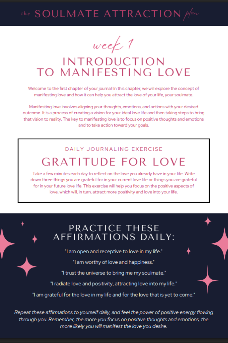 Soulmate Attraction Plan – Guided Love Manifestation Journal (Digital Download)